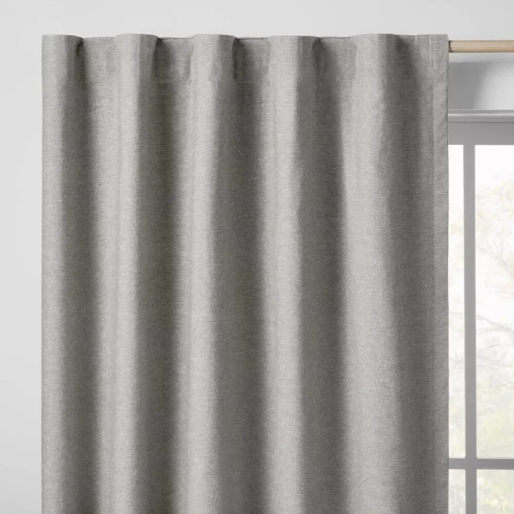Pillowfort Heather Gray Chambray Cotton Blackout Single Curtain Panel 42